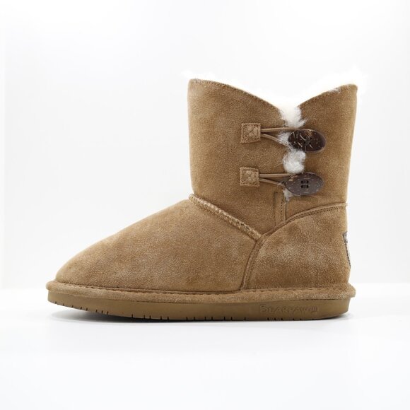 BearPaw Rosaline Brown Suede Wool-Lined Short Winter Boots - 8. Stain - Picture 1 of 7